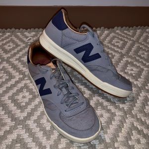 Women’s new balance court sneakers, lightly worn. Grey, blue, tan.